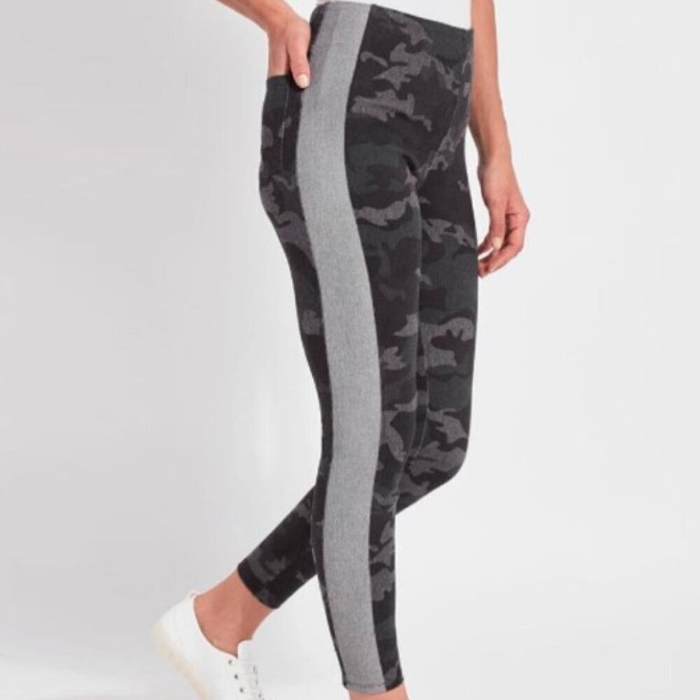 Lyssé Greenwich Camo Denim Leggings Stripe Shaping Jeggings Size Small